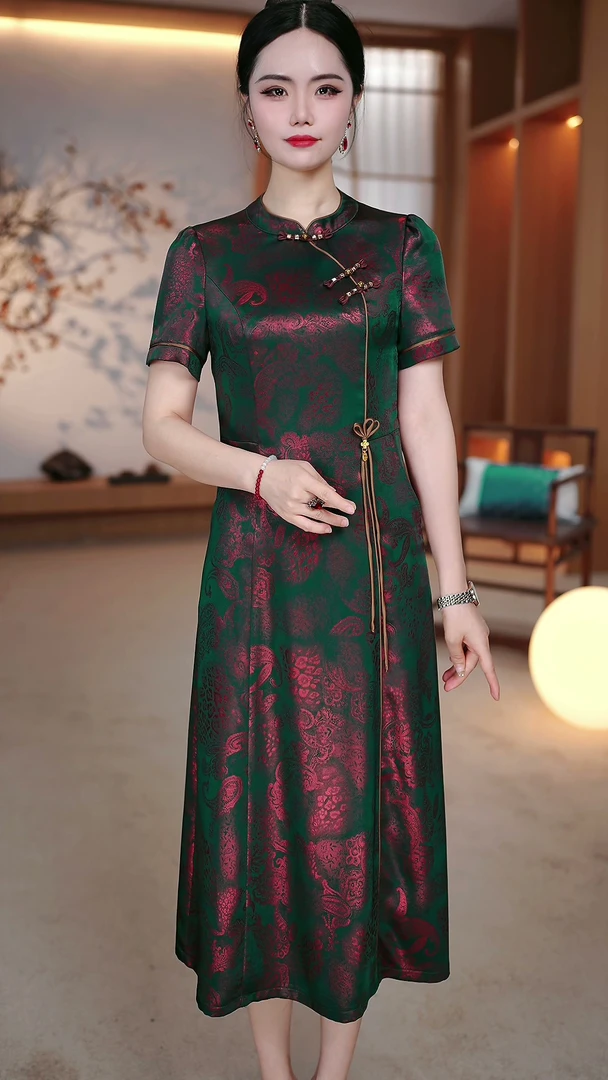 【母亲节】知性风旗袍女款高级感连衣裙大方新中式妈妈装K-252881