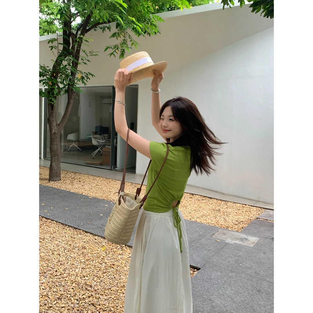 切糕自制【漫游街道】小个子春夏季出行小众女装洋气显瘦短袖T恤