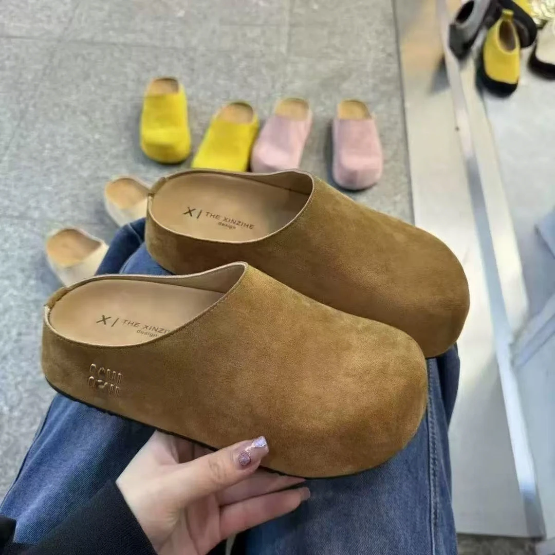 8891厚底勃肯鞋2025早春新款复古包头懒人半拖鞋拖鞋女