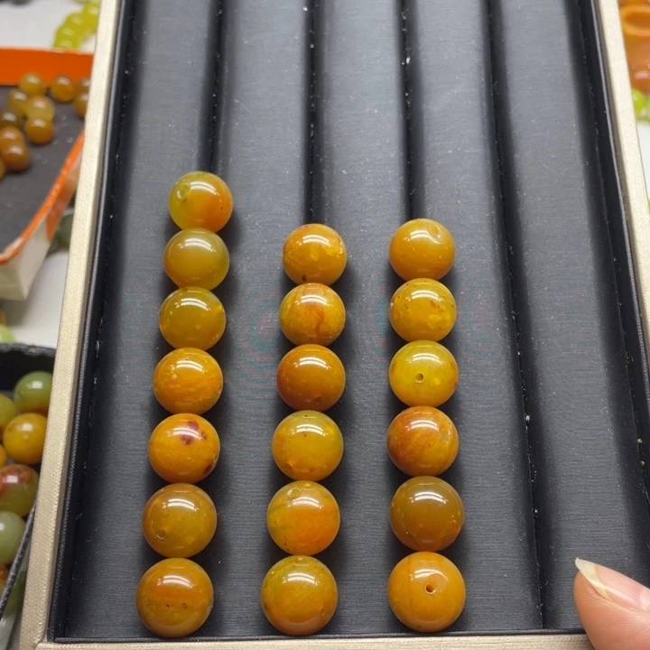 蛇纹石玉手串单珠19粒未镶嵌婕****n