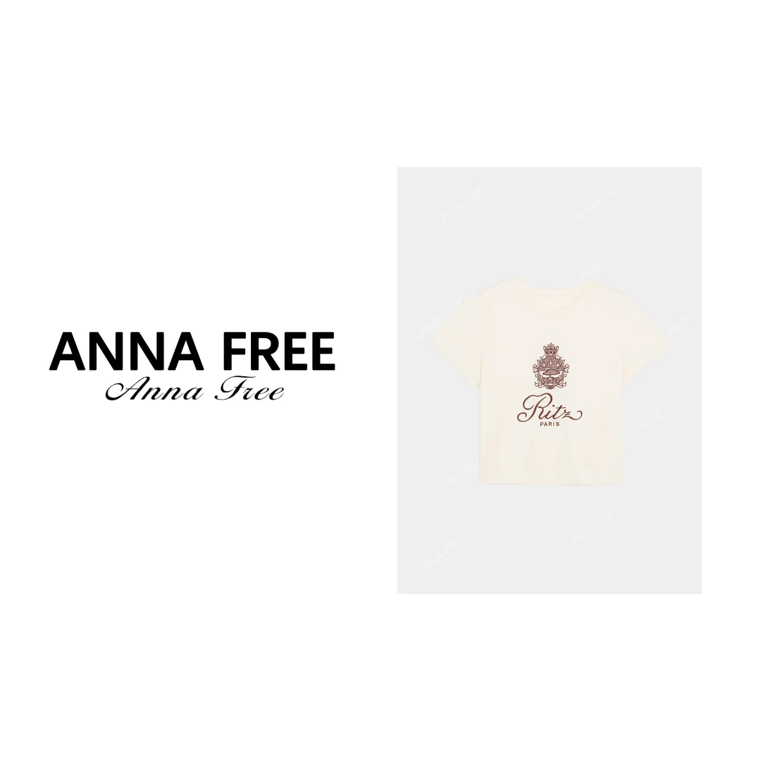 ANNA FREE【半见】夏季短袖t百搭刺绣字母女24148