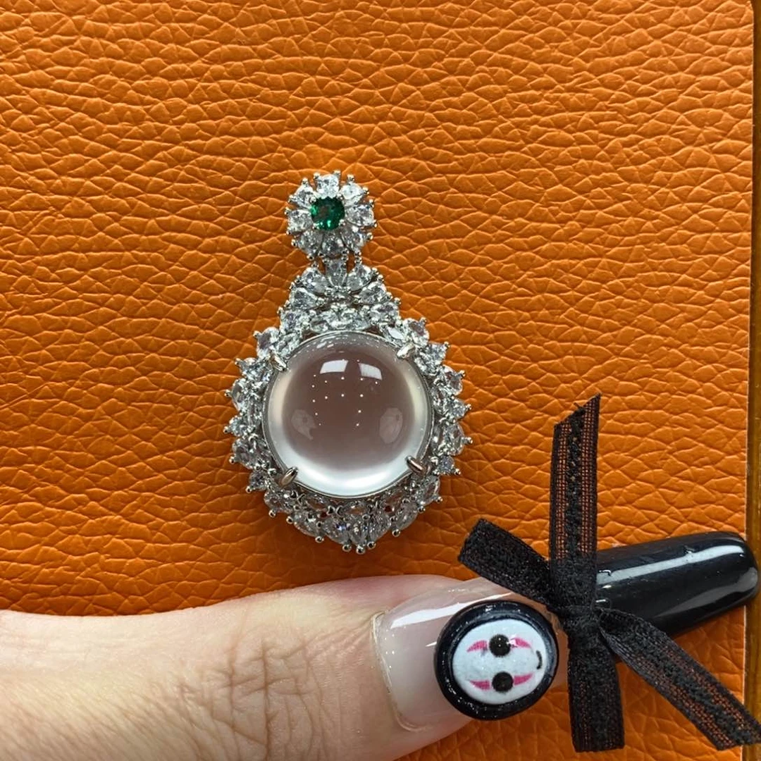 石英质玉吊坠(赠链)银S925镶嵌