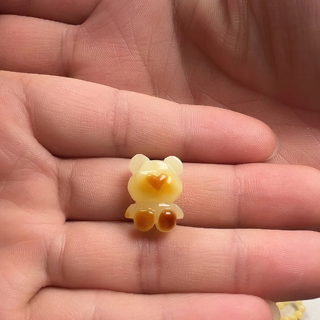 蜜蜡颈饰未镶嵌小熊（打孔不退换）