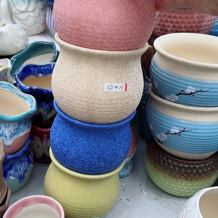 多肉绿植陶瓷花盆9.9包邮，有孔