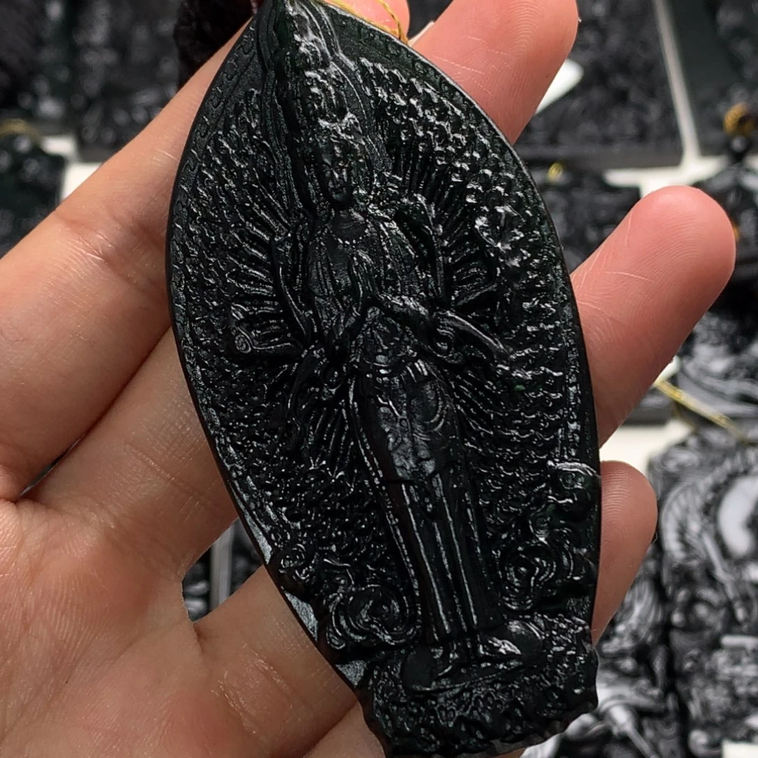 天然缅甸a货钢琴黑挂件