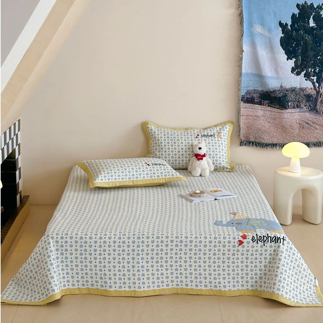 A类纯棉床盖三件套卡通款 可搭配同款夏被 加厚夹棉床单不滑床