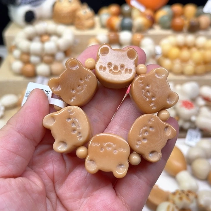 菩提根/象牙果手串小熊饼干手捻微瑕1-21-116