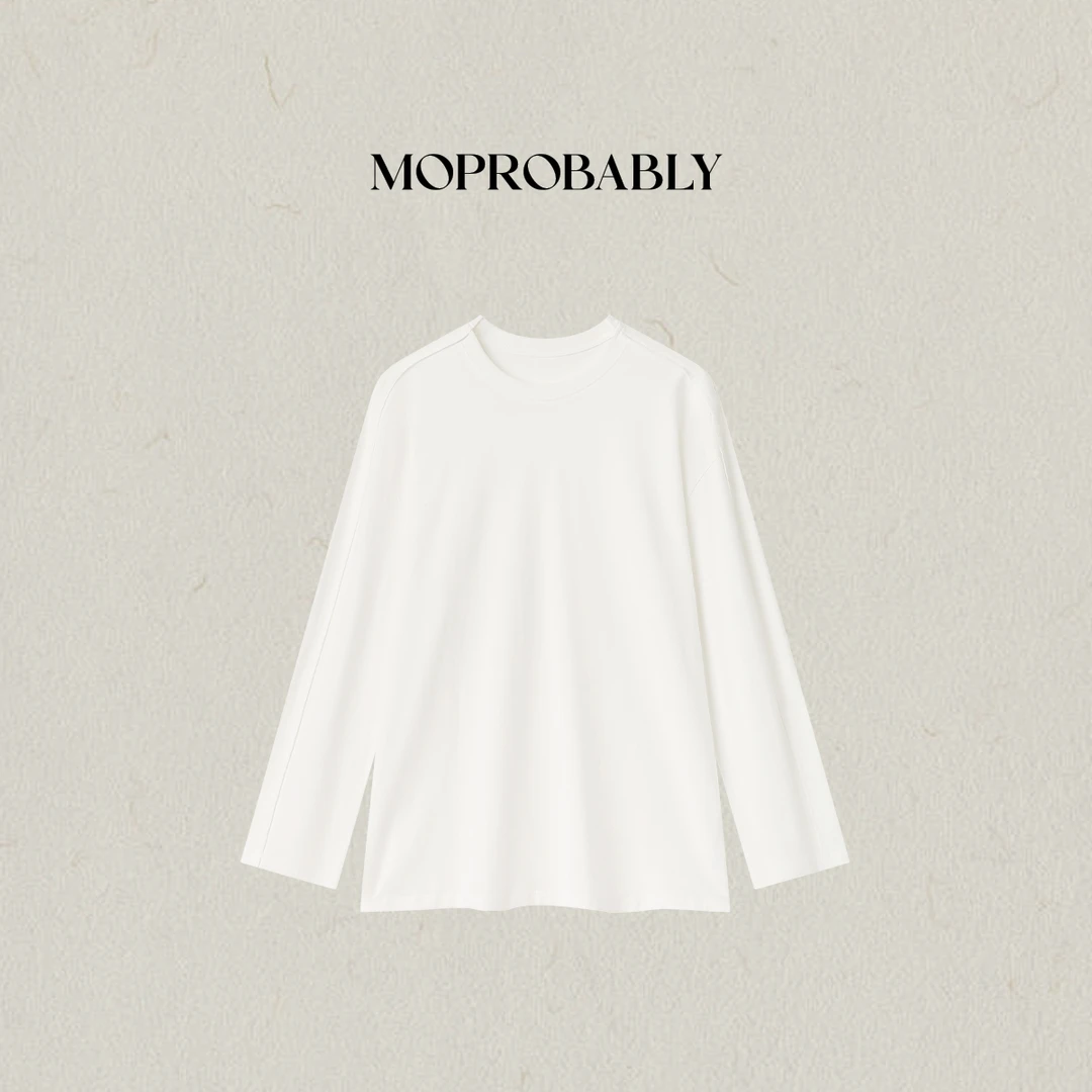 Moprobably李予诺「艺境」"100%棉"极简风净版打底长袖T恤L5347034