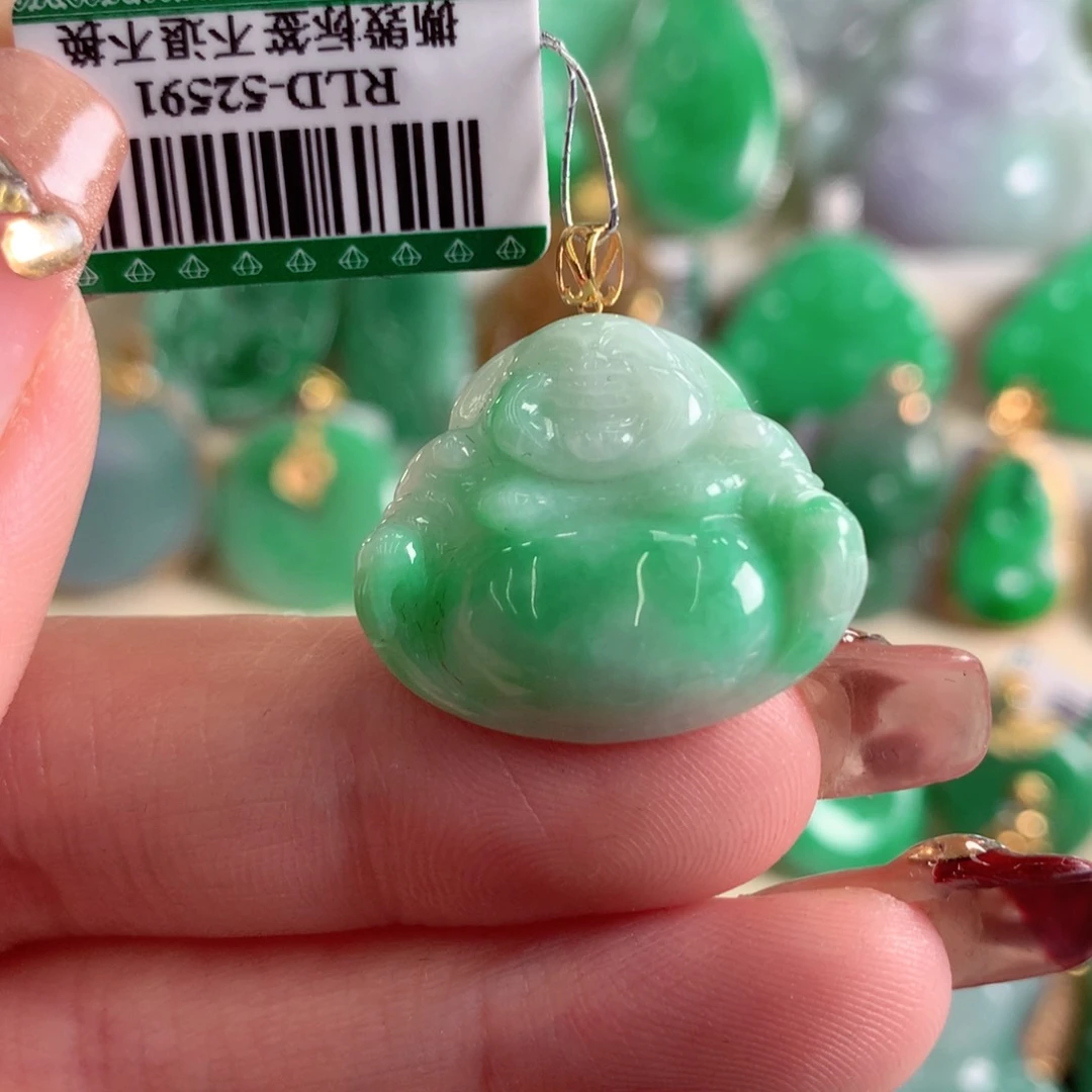 翡翠吊坠(不含链)18K金镶嵌