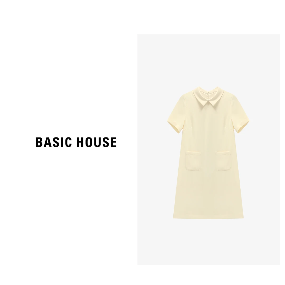 Basic House/百家好新款时尚显瘦衬衫领通勤风长裙-B0625B5DED2