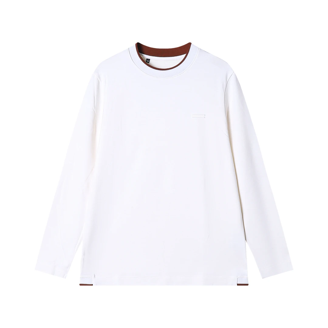 秋冬季新款时尚个性韩版撞色圆领套头长袖T恤百搭情侣舒适上衣