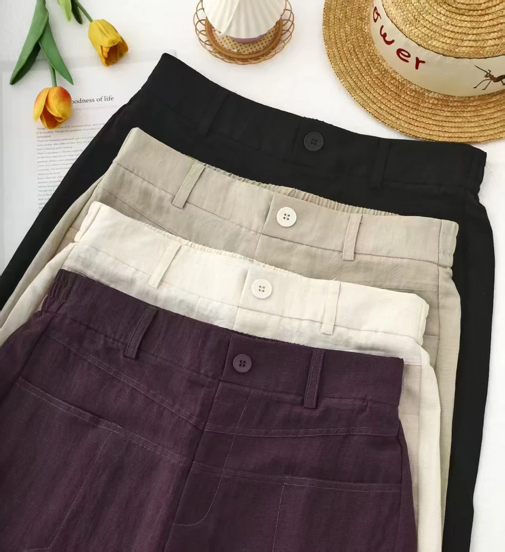 天然肌理！高端线莱赛尔天丝亲肤麻夏休闲直筒裤58028