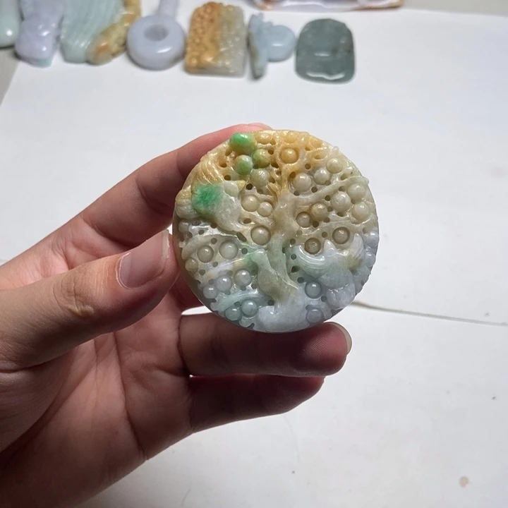 颈饰未镶嵌翡翠花鸟8