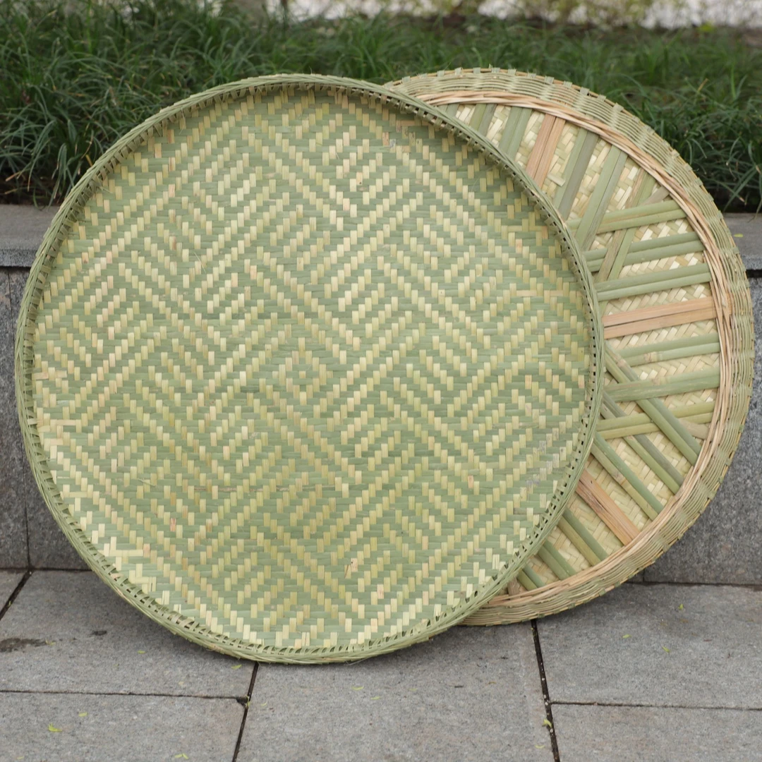 直径60cm花纹精品簸箕手工竹编制品晾晒干货茶叶家用竹编晾晒簸箕
