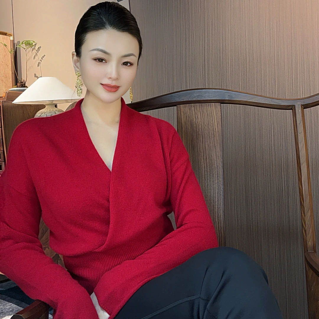 【LD】斜开叉山羊绒上衣