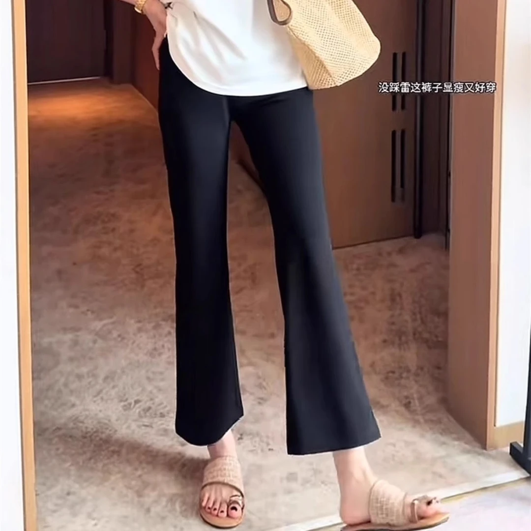 凉爽【降温-8度】垂感九分冰丝凉凉微喇休闲裤女夏季薄款显瘦喇叭裤