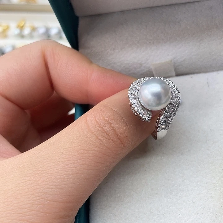 海水珍珠戒指银S925镶嵌