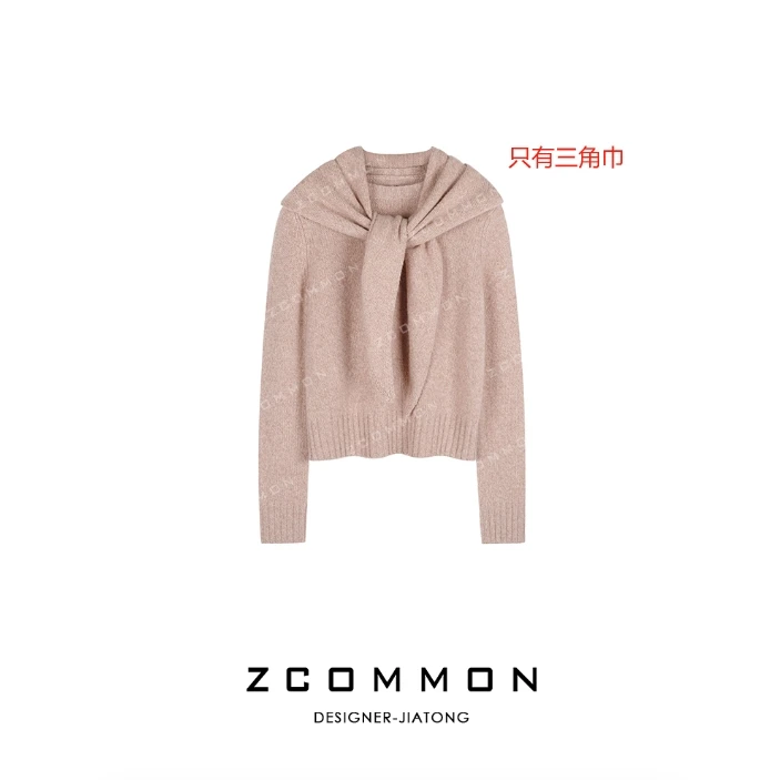 Z common【三角巾】花纱山羊绒时尚气质三角巾围巾小披肩2411124