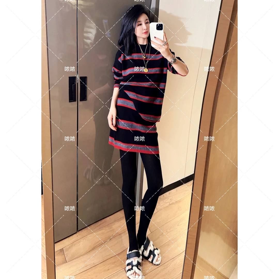 哝NONG【条纹套装裙】-2025秋冬休闲百搭条纹套装裙0149-02192504