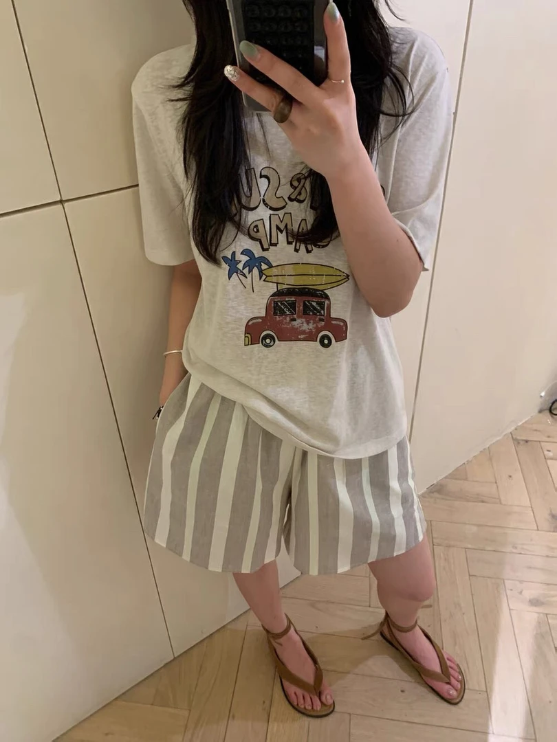 2158 东大门卡通小汽车印花T