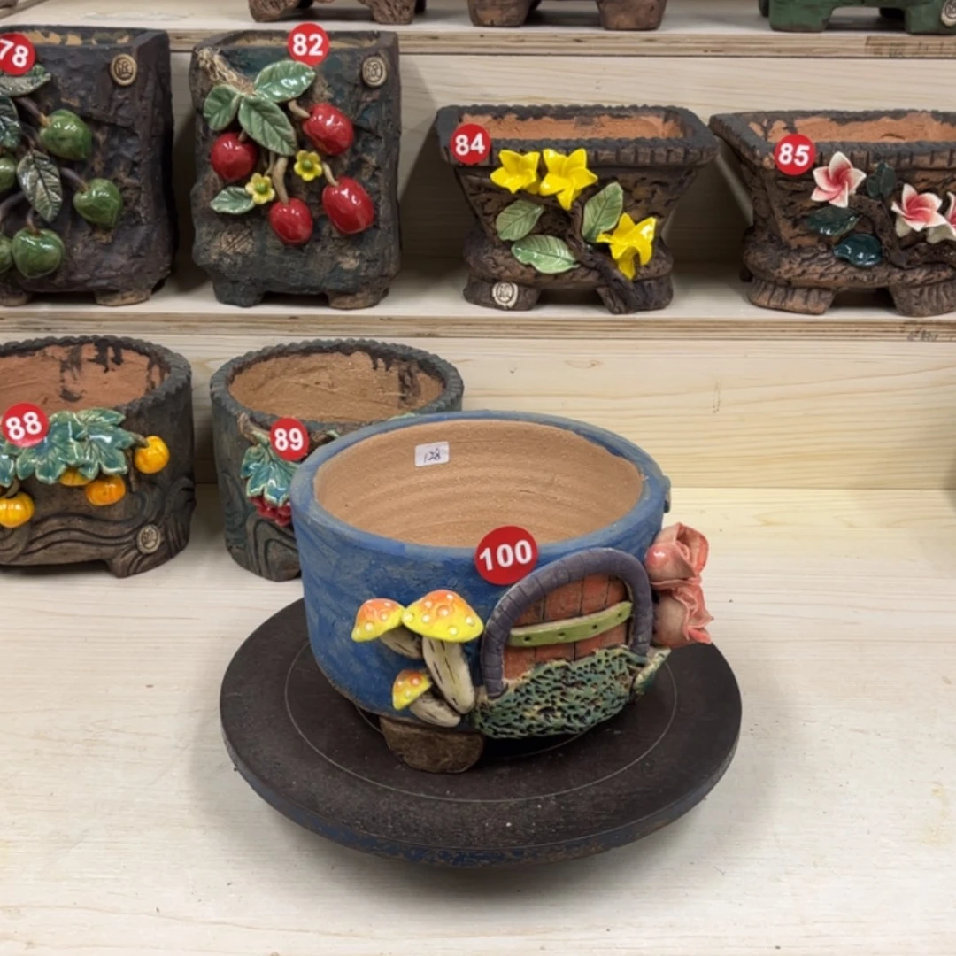 【闪购商品】紫砂花盆100号内口15×15.5脚高12.5