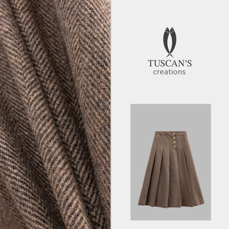TUSCAN'S CREATIONS气质高腰小法式百褶半裙复古女士裙子时代双鱼