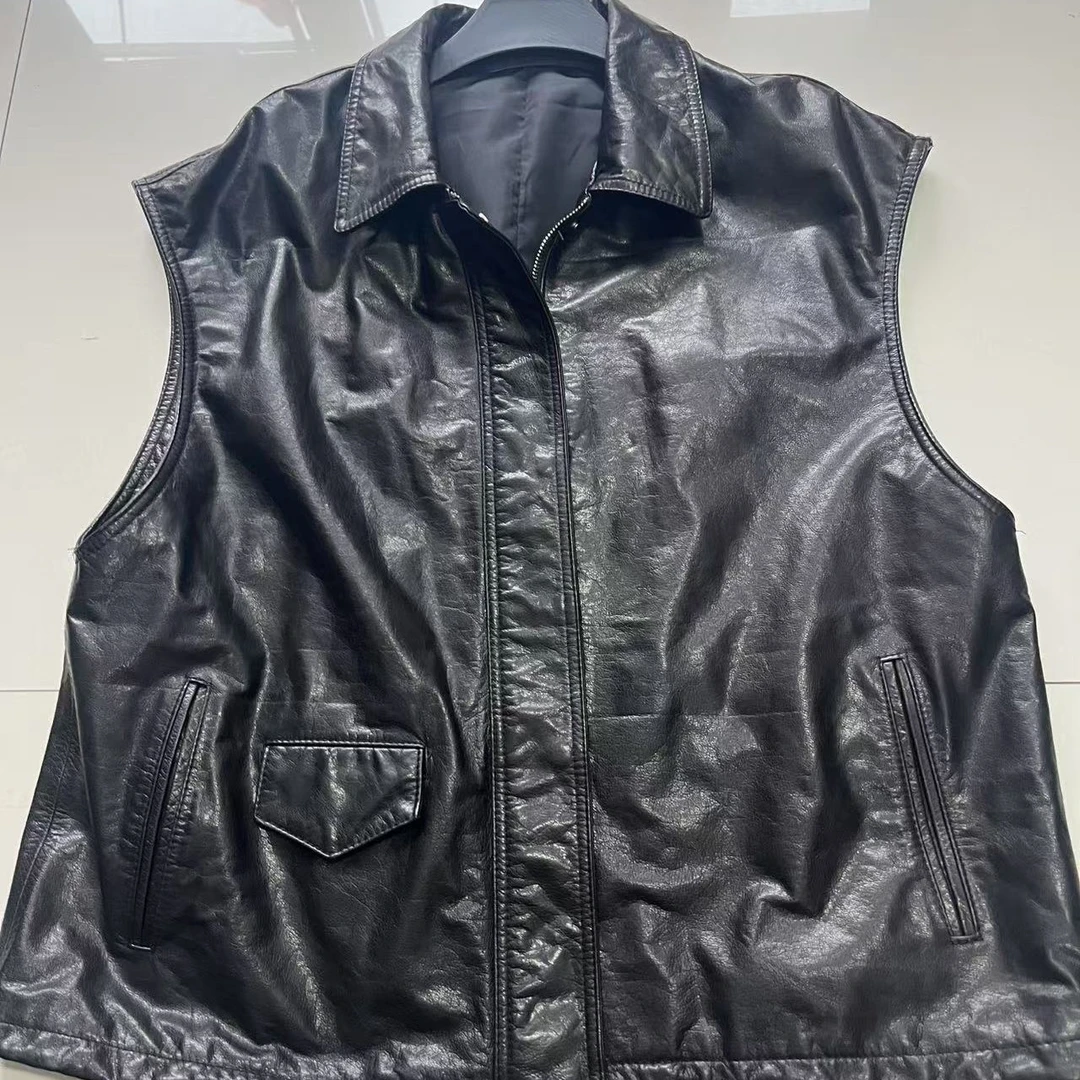 【宾姐服饰】专属定制 （货号2828）洋气百搭真皮绵羊皮 马甲