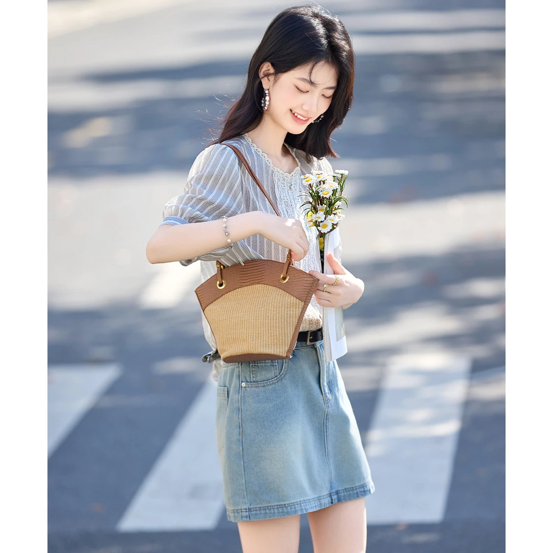 尚静莱赛尔法式复古文艺风衬衫2025夏季新款重工刺绣蕾丝花边条纹