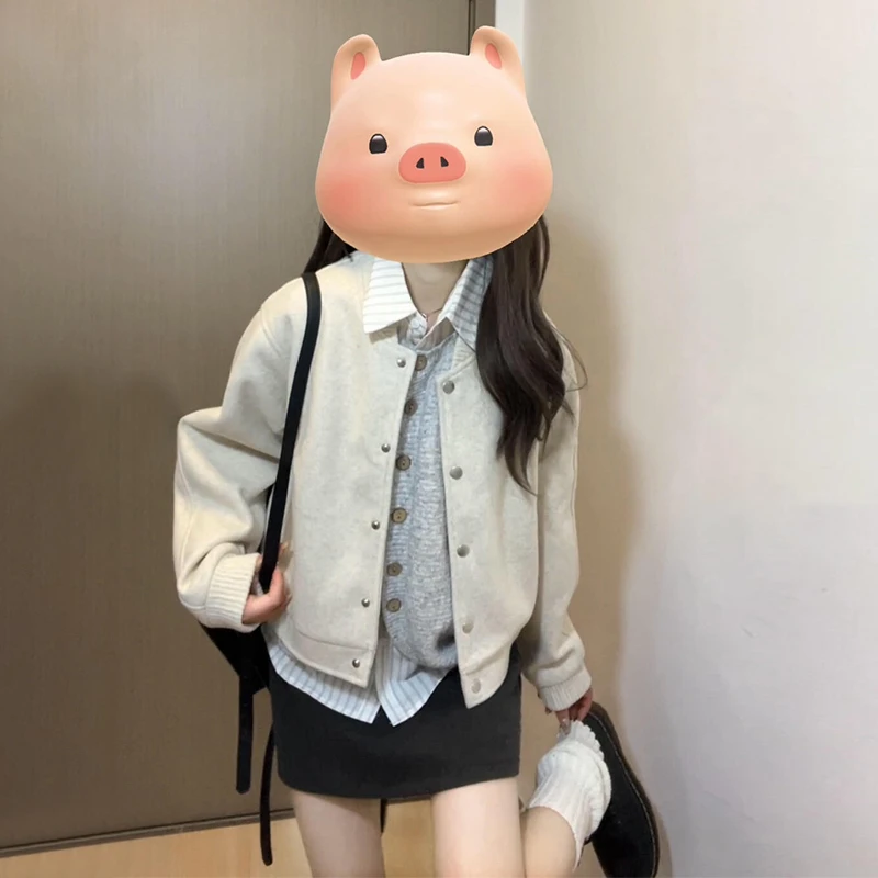 美式复古短款棒球服外套女秋冬季2025新款韩系设计感宽松夹克上衣