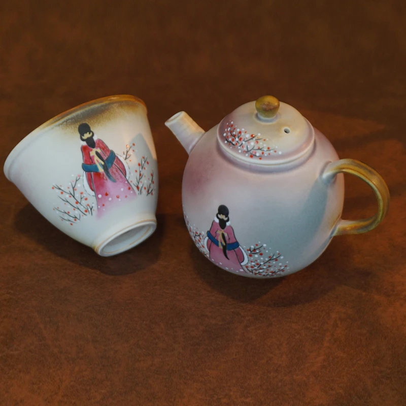 【古风背影正把壶】手绘手作陶瓷复古国风家用中式精美泡茶壶茶具