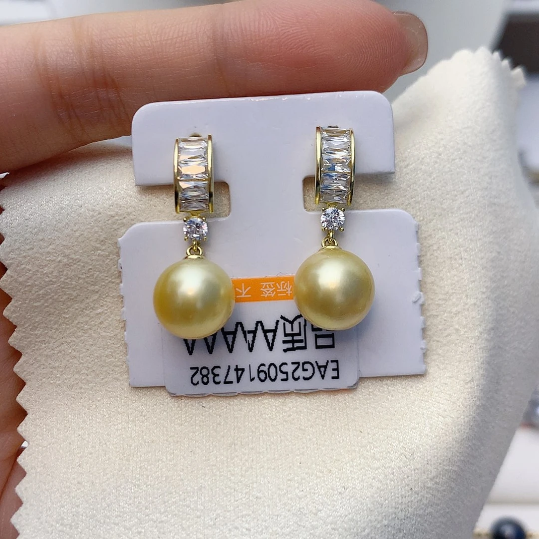 银S925镶嵌海水珍珠耳饰W34