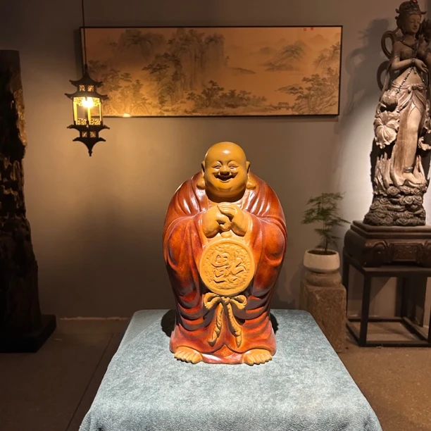 佛到弥勒佛香樟木精品人物木雕一体雕刻家居装饰好物