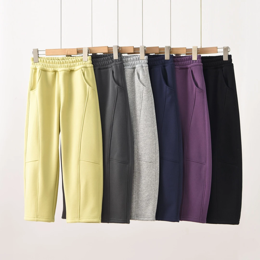 2025冬款加绒加厚奥粒绒新款儿童亲子裤休闲裤男女童弯刀裤长裤