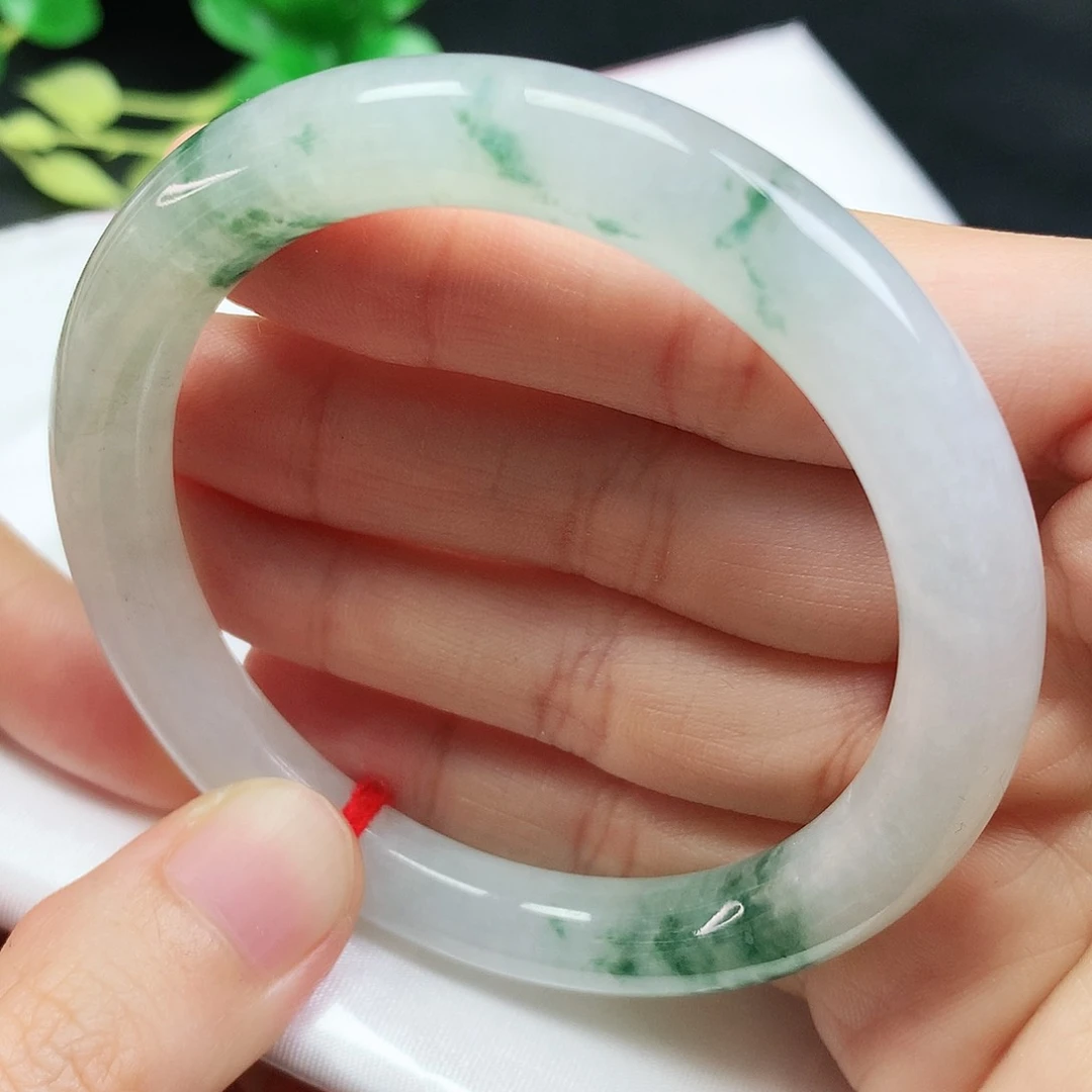 未镶嵌手镯翡翠52.8圈口冰飘花美人条402