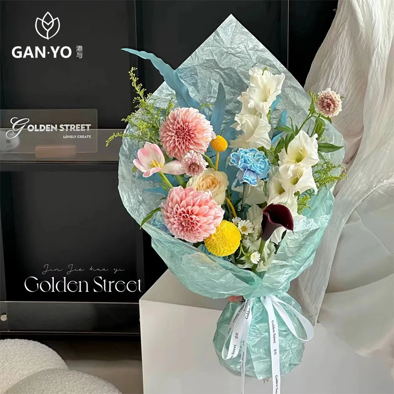 港与 琉璃盏珠光膜鲜花花束包装内衬纸花艺包花创意玻璃纸diy材料