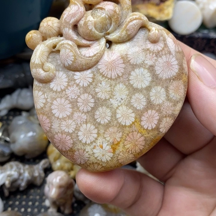 颈饰未镶嵌硅化珊瑚（珊瑚玉）