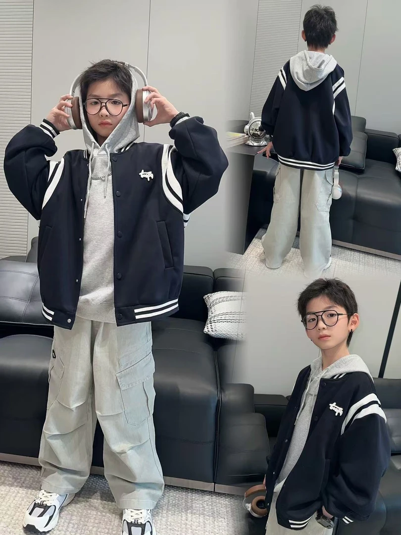 男童春季藏青棒球服外套中大童潮童装
