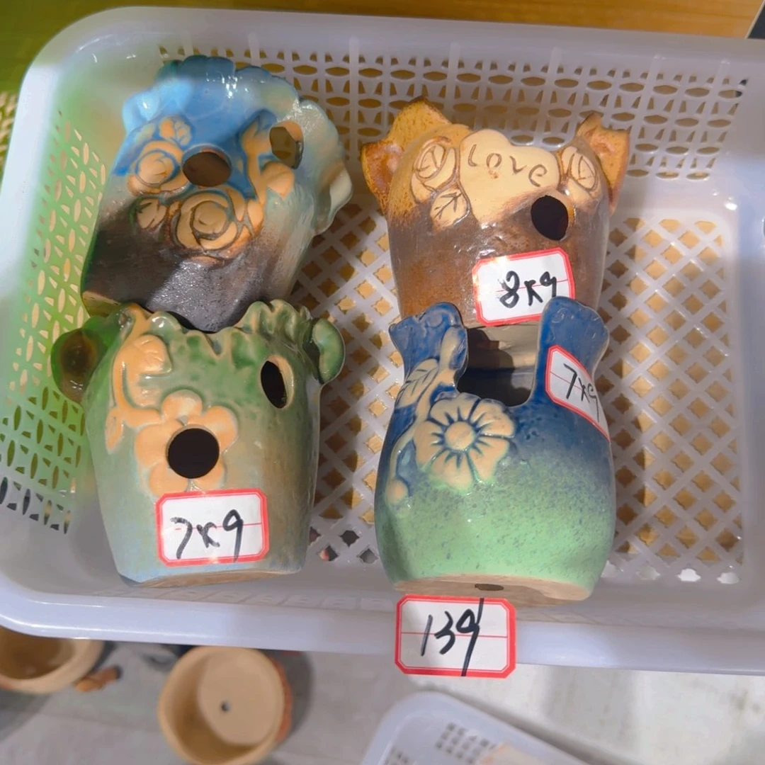 紫砂花盆粗陶精雕