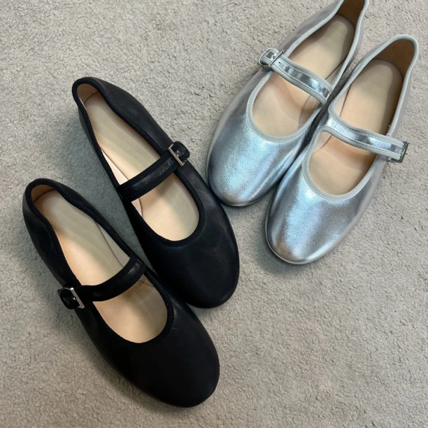 平底玛丽珍民族舞圆头一字带单鞋