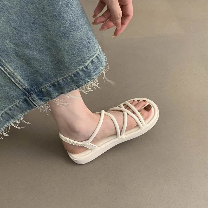 UHCK平底凉鞋女夏季外穿新款百搭韩版法式温柔仙女风软底罗马沙滩