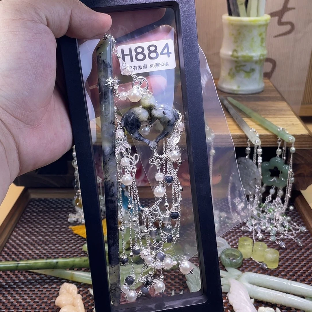 蛇纹石玉合金发饰看****注