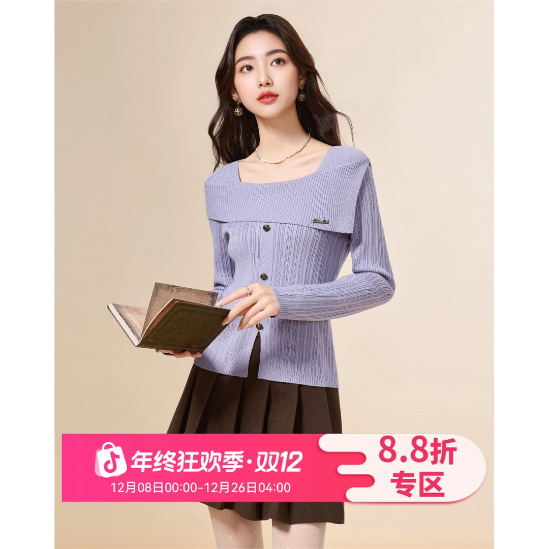 IEF/爱依服2025秋冬新款法式温柔通勤气质设计感修身百搭毛织上衣