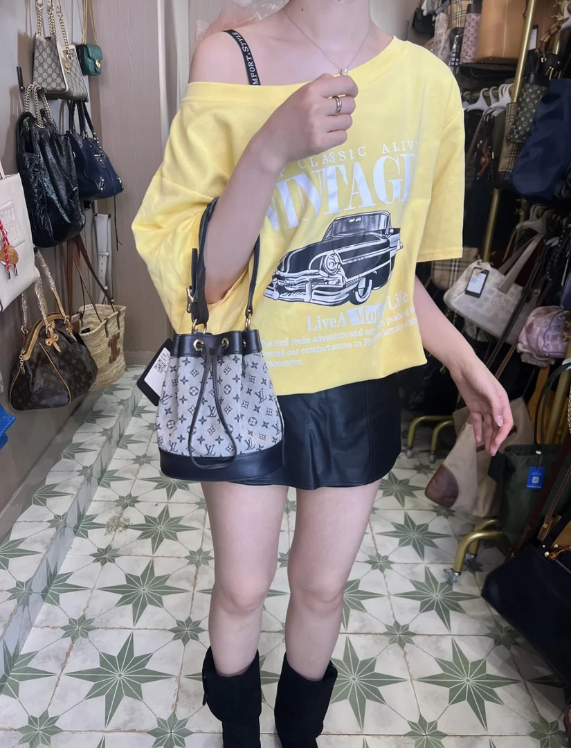 95新 LouisVuitton/路易威登 LV蓝色丹宁抽绳小水桶稀有款