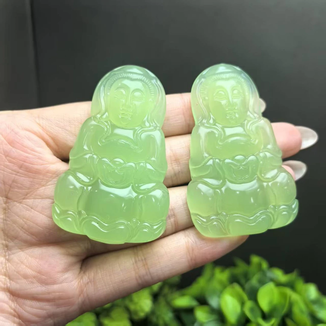 S7834【任会长珠宝】玄冰青碧冰芙蓉玛瑙吊坠-配珠链多样性只发一件