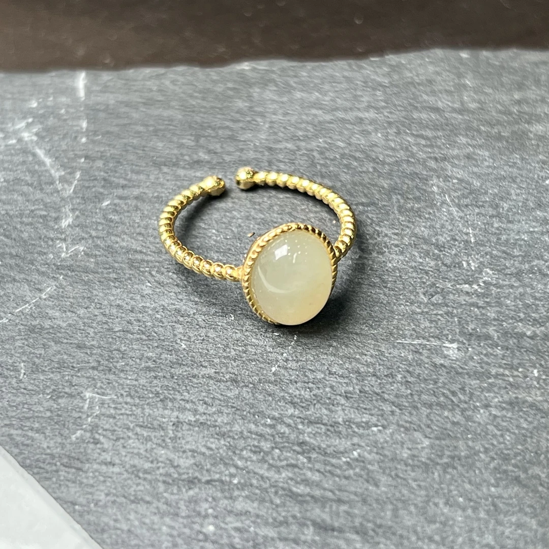 s925和田玉晴水麻花边戒指 ZK24080828