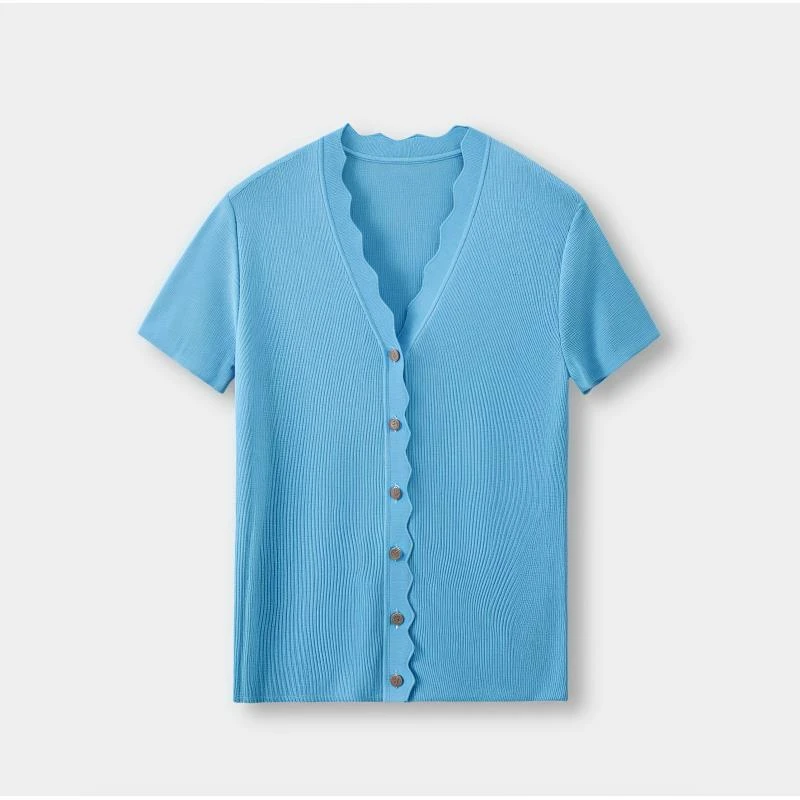 25s早春纯色花领开衫针织衫 (E236A1015）【16 35】