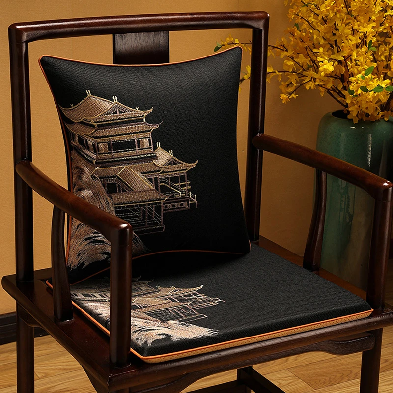 【祈年殿】新中式椅子坐垫茶椅垫中国风圈椅垫抱枕一体四季通用防滑