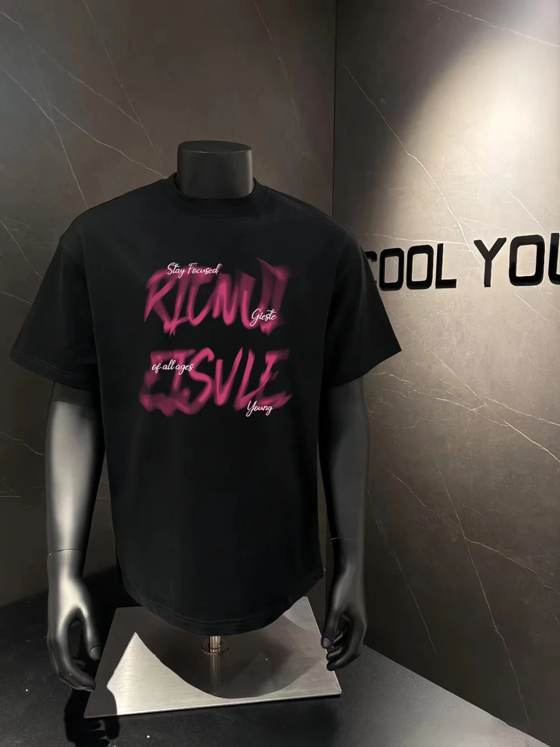 100%纯棉美式简约字母印花短袖T恤男夏潮牌宽松百搭休闲上衣