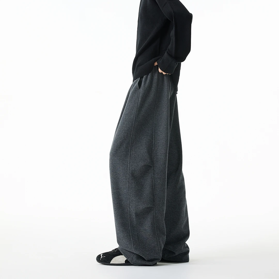 秋冬保暖加厚360克格雷灰弯刀卫裤男秋冬宽松百搭运动休闲裤情侣