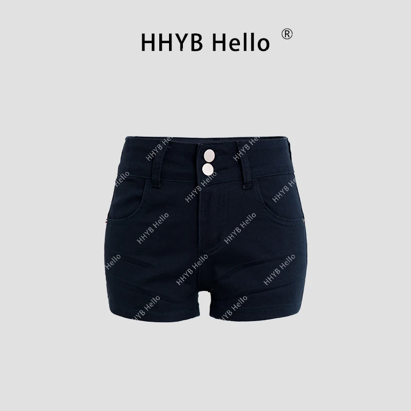 HHYB Hello【售完不补】2025新款辣妹牛仔短裤美式复古低腰Q254100